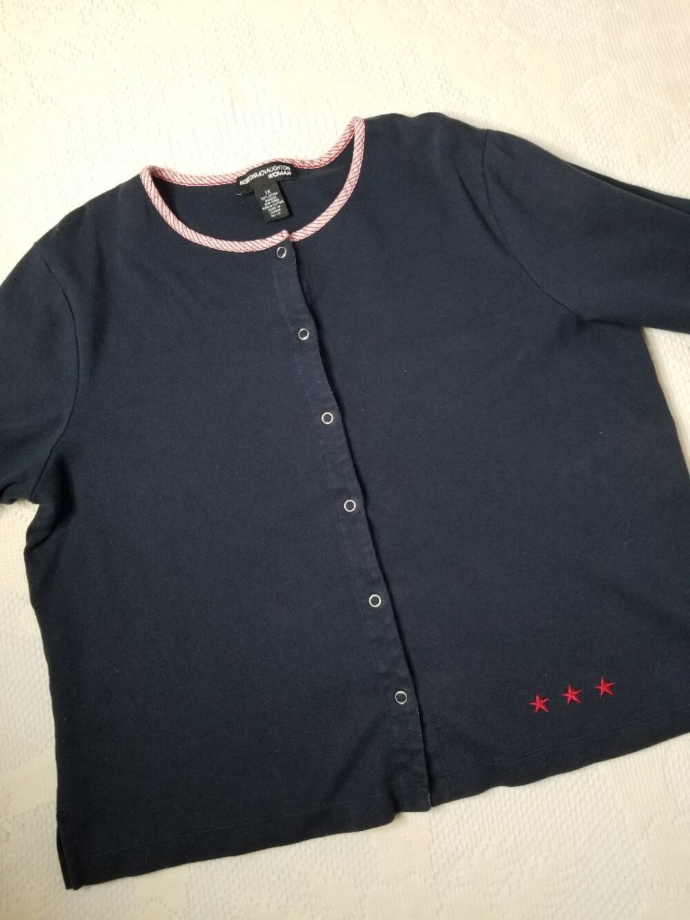 Vintage Norton McNaughton Woman  Blue patiotic Blouse 1X
